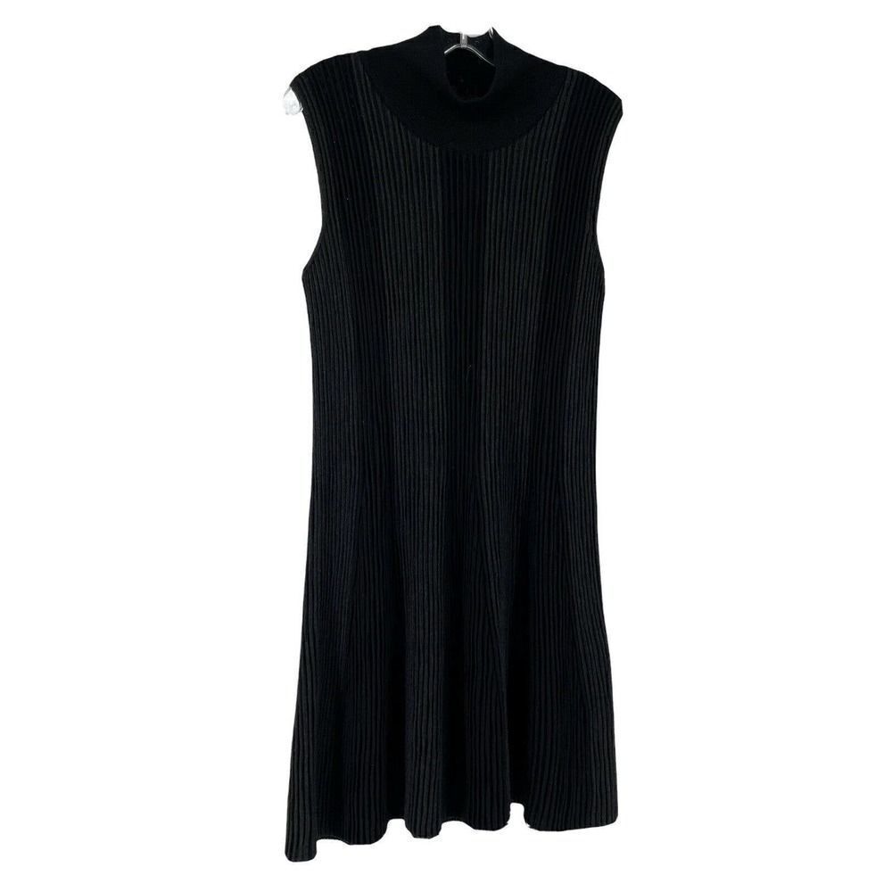 Crea Concept Dress Wool Blend Gray Accordion Pleated Mock Neck Size 40 US 8 Chic